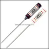 Thermometers Stainless Steel Bbq Meat Thermometer Kitchen Digital Cooking Food Probe Hangable Electronic Barbecue Household Temperat Otb2L