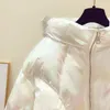 女性用トレンチコート2023ウィンターファッションストリートショートフード付きバブルジャケット女性韓国スタイルカワイイピンクジップアップパーカーレディース