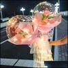Party Decoration Glow Artificial Flower Balloons Pneumatic Transparent Valentines Rose Balloon Pretty Petal Lamp Foggy Paper Airball DHG2H