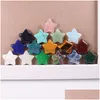 Stone Five Pointred Star Ornamentos naturais Rose Quartz Turquesa Stones Naked Stones Decoração Hand Peques Acessórios de colar diy D Dhjia