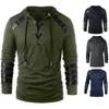 Men's Hoodies Men's Solid Color Personalized Leather Strap Long Sleeve Lace-Up Hooded Sweater