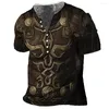 T-shirts pour hommes Chemise drôle Chemise rétro pour hommes T-shirt à col en V Armure Imprimer Vêtements Pull de rue Coton à manches courtes surdimensionnées Tops masculins 5XL