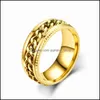 Parringar BK LOTS 30st Classic Chain Rotating rostfritt st￥l Trendiga Punk Rock Men Women Wedding Finger Holiday Gift Anniversary DHEBRE