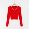 Women's Sweaters Fall 2023 Crop Sweater Kawaii Cute Knitted Winter Clothes Pullover Sexy Tops