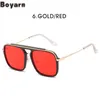 サングラス Boyarn ファッションスチームパンクスクエア男性デザインパンクビッグサングラス女性シェード UV400 眼鏡 Gafas デソル