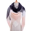 Écharpes Femmes Écharpe 2023 Tricoté Printemps Hiver Plaid Chaud Cachemire-like Châles Cou Bandana Pashmina Lady Wrap