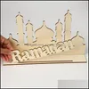 Weihnachtsdekorationen aus Holz Eid Mubarak Dekoration Ramadan Ornamente Islamischer muslimischer Anhänger Al Adha Partyzubehör Kareem Geschenke 210 Dhj8B