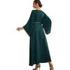 Etnische kleding Ramadan Eid Satin Abaya Dubai Turkije Islam Moslim Arabische lange jurk Kaftans Caftan -jurken voor vrouwen gewaad Longue Femme