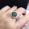 Anelli di nozze Huitan Brilliant Green Cubic Zirconia Anello di lusso Accessori per le dita delle donne Accessori per festa di fidanzamento Gioielli alla moda