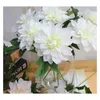 الزهور الزخرفية Dahlia فرع الحرير الاصطناعي لحفل الزفاف الحلي المنزل الحلي الأزهار ترتيب مزيف المواد