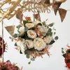 Flores decorativas Simulação de flores de flor de peon -peonas coloridas Plantas artificiais Decoração de luz para festivais festas Casamento