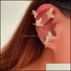 Ear Cuff Pretty Diamond 3D Butterfly Fashion Luxury Designer Earrings For Woman Girls Gold Gift Box 1236 B3 Drop Delivery Jewelry Dhdn3