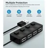 2.0 HUB Multi USB Splitter 4 Ports Expander Multiple Use Power Adapter USB2.0 With Switch For PC Computer