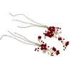 Headpieces O389 Red Side Cloth Flower Bridal Hairpin Fashion Vintage Beads Custom Bride Wedding Headpiece Hairpiece