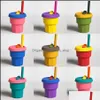 Tasses Tasse d'eau pour enfants avec tuyau St Anti-chute Sile bébé apprendre à boire Garten bouilloire Snack Drop livraison maison jardin cuisine Otdjx