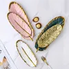 Plates Nordic Luxury Ceramic Plate Feather Leaf Shape Decorative Storage Tray Dinner Serving Dish With Gold Rim Sushi Fruit