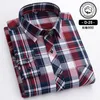 Camisas casuais masculas camisas casuais xadrez de algodão para homens de manga longa estampa de moda verificada fit