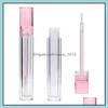 Packing Bottles Diy Lip Gloss Tubes Bottle Empty 7.8Ml Lipgloss Tube Round Transparent With Wand Clear 3 Colors Drop Delivery Office Otpgq