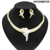 Halsbandörhängen Set Fashion Brazil Gold Plated Jewely Year Gift Banket Party Women's HV21080720