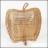 Storage Baskets Wooden Vegetable Basket With Handle Apple Shape Fruit Foldable Eco Friendly Skep Fashion Top Quality 16Ad B Drop Del Otnqv