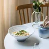Skålar douli tråd soppa keramisk inre tredimensionell enkel färg färskt hushållsrestaurang Ramen skål vajilla