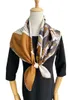 Halsdukar Pure Mulberry Silk Scarf Wraps Brand Designer Kvinnor Dam Geometry för vårkläder Tillbehör 14mm 35 "X35" Bandana