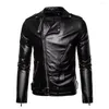 Men's Jackets Men's Leather Jacket Solid Color Casual Zip Decorative PU