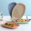 Plates 4pcs Wheat Straw Plate Set Dishes Oval Unbreakable Lightweight Dessert Dinner Microwave Safe Kitchen Accessories