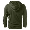 Men's Hoodies Men's Solid Color Personalized Leather Strap Long Sleeve Lace-Up Hooded Sweater