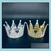 Other Event Party Supplies Metal Pearl Happy Birthday Cake Toppers Shining Mini Crown Cakes Topper Sweet Decoration Wedding Decor Dhltk