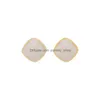 Stud Fashion Jewelry S925 Sier Post Earrings Cute Geometic Square Drop Delivery Dh2P8