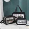 Bolsas de armazenamento bolsa de lavagem portátil para mulheres transparentes bolsa de maquiagem à prova d'água de grande capacidade organizador de cosméticos higiene pessoal Casestorage