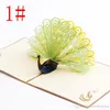 Wenskaarten Handgemaakte 3D UP Verjaardag Wedding Party Card Peacock Design Kerst Postkaart Jaar