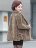 Manteau en molleton de vison d'âge moyen pour femmes mélangés Plus coton épaississement automne et hiver veste rembourrée en laine Parka courte Abr