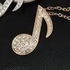 Colliers pendants mode Big Music Note Collier Long Crystal mignon pour les femmes Girl Girls Bijoux à la mode NKEG61