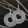 Boucles d'oreilles pendantes en argent thaïlandais rétro rond brossé goutte S925 Sterling exagéré femme bijoux filles de 18 ans