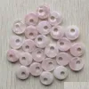 Charms Natural Rose Quartz Stone Pink Gogo Donut Pendant Pärlor 18mm för smycken som gör grossistdrop leveransfyndkomponenter DHIUL