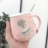 Mugs 400ml Cute Cartoon Alpaca Pot Belly Ceramic Cup Mini Coffee Mug With Lid And Spoon For Boys Girls Lovers Milk