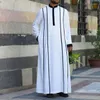 Ethnic Clothing 2023 White Arab Ramadan Four Seasons Universal Black And Color Matching Muslim Men's Casual National Style Robe