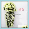 Decorative Flowers Wreaths Artificial Violet Rattan Wedding Arch Decoration Wreath Fake Plant Leaf Silk Simation Wisteria Drop Del Dhbm8