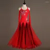 Stage Wear 2023 Kobiety Czerwony błyszczące rhinestone haftowane róże latynoskie spódnica tańca profesjonalna szkolenie dla dorosłych
