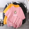 Mens T-shirts Summer Hip Hop Femme Tees Pink Girl Cartoon Anime Femme T-shirts O-Neck Oversize Lady Fashion Vêtements Short Manneve