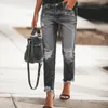 Jeans feminino 2023 Mãe vintage Sexy Cintura alta Mulheres rasgadas namorado Jean Troushers Street Street Style Calça jeans azul angustiada