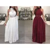 Long Dress Party Bridesmaids Summer Long Evening Party Dress Women Ladies Maxi Beach Dress Sundress White Wine Red Clothes350d