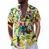 Men's Casual Shirts 2023 Men's Hawaiian Short-sleeve Beach Blouses Tops Male Cool Turn Down Collar Printed