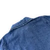 Chemisiers Vintage délavés pour femmes, col de poupée, bord bleu foncé, ample, décontracté, manches longues, chemise en Denim, automne
