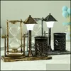 Objets décoratifs Figurines Vintage Grande Roue Sablier Beautif Bureau Exquis Sable Verre Antique Quicksand Street Lamp Pen Ot8Kd