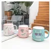 Mugs 400ml Cute Cartoon Alpaca Pot Belly Ceramic Cup Mini Coffee Mug With Lid And Spoon For Boys Girls Lovers Milk