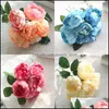 Couronnes De Fleurs Décoratives 6 Têtes Artificielle Rose Pivoine Soie Bouquet De Fleurs Festival Saint Valentin Anniversaire Cadeau De Mariage Maison Dhuzd