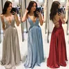 Abiti casual Backless A-line senza spalline in raso rosso Prom Wedding Party Robe 2023 Sparkly Floor Length Sexy Night Evening Vestidos